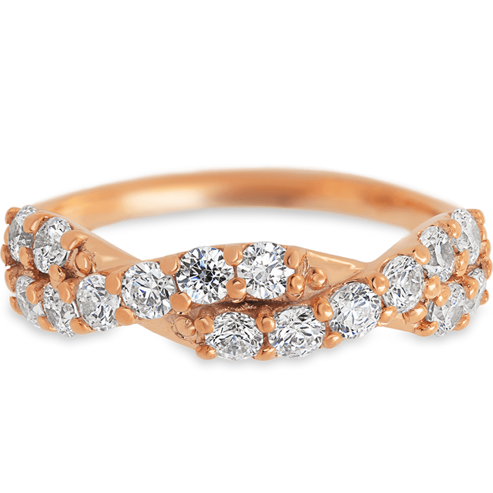 14K Rose Gold band with 16 Round White Lab Diamond having TCW-.8