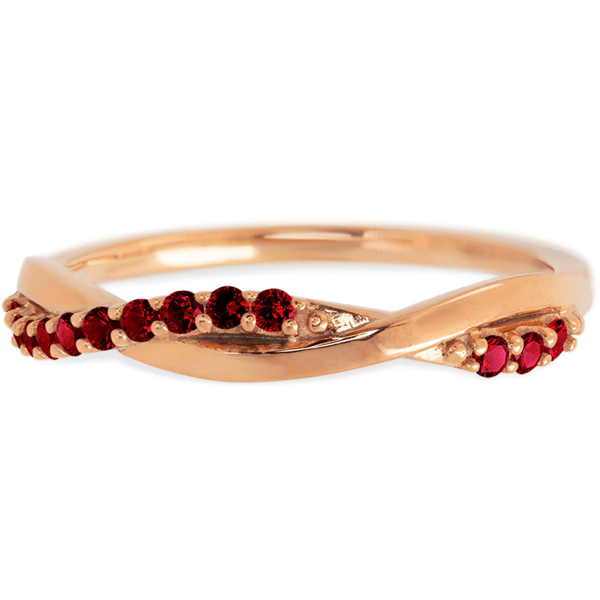 14K Rose Gold band with 13 Round Colored Gemstones having TCW-.2