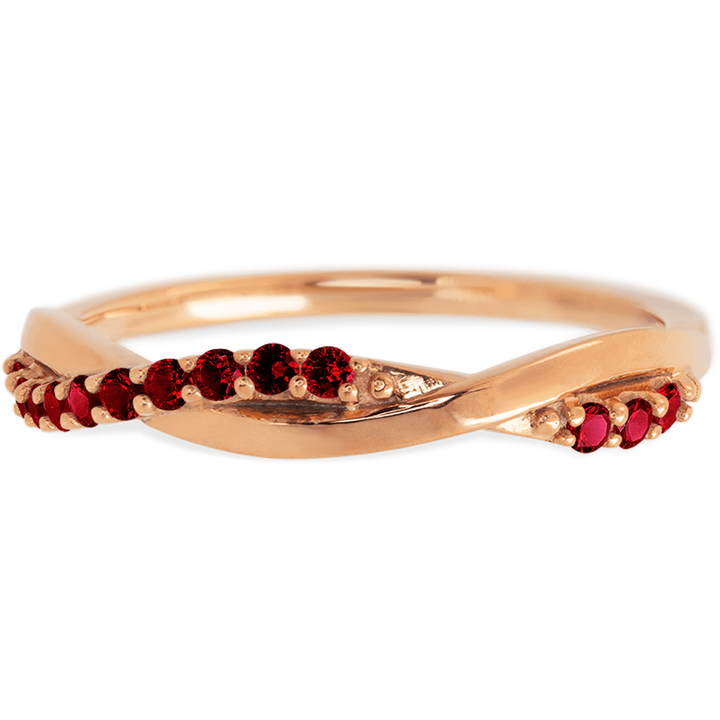 14K Rose Gold band with 13 Round Colored Gemstones having TCW-.2