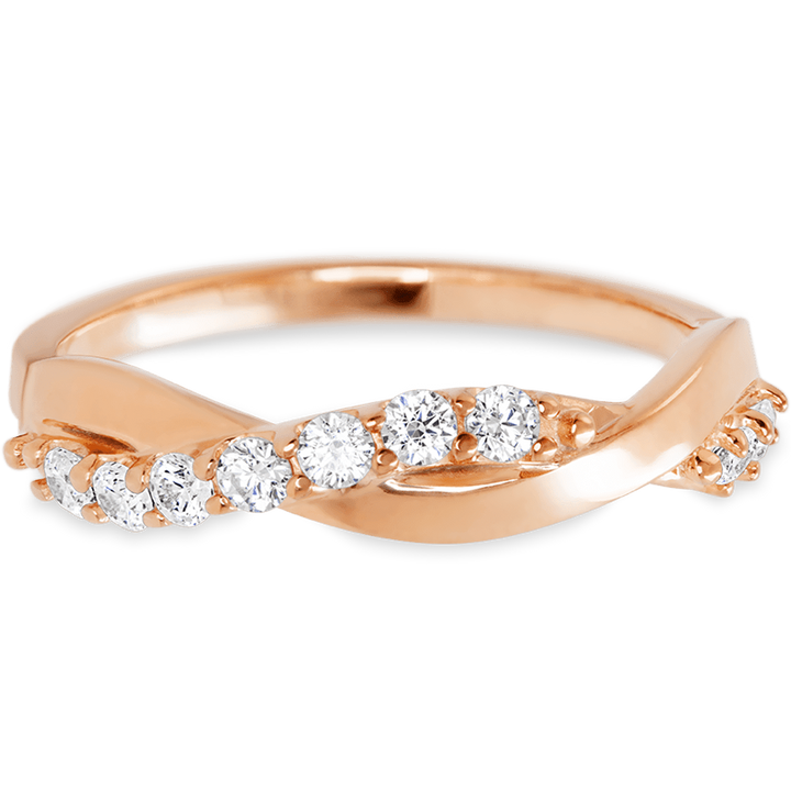 14K Rose Gold band with 9 Round White Lab Diamond having TCW-.27