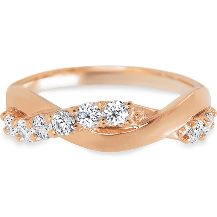 14K Rose Gold band with 8 Round White Lab Diamond having TCW-.4