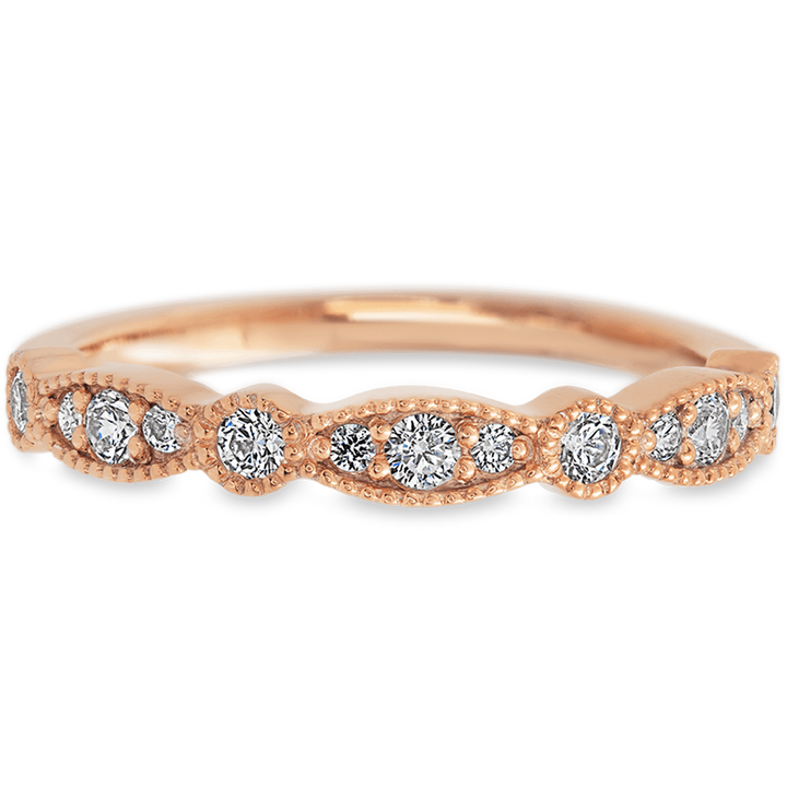 14K Rose Gold band with 3 Round, 6 Round and 4 Round White Lab Diamond having TCW-.27