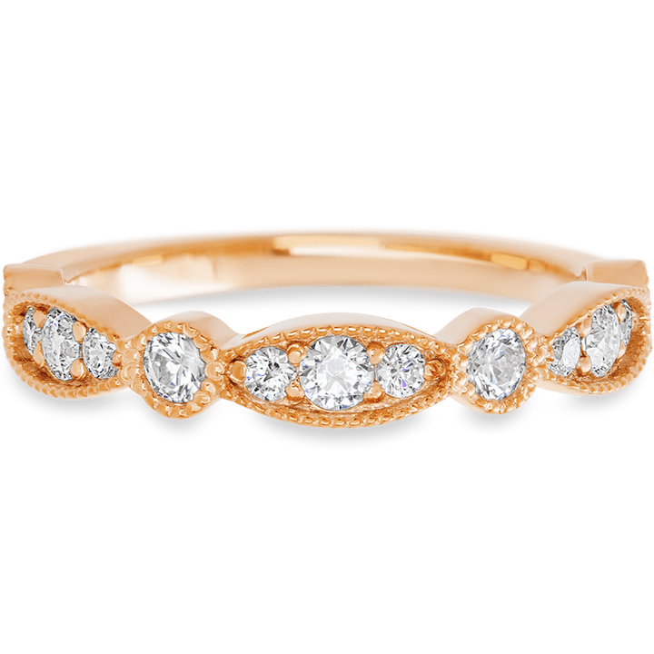 14K Rose Gold band with 3 Round, 6 Round and 4 Round White Lab Diamond having TCW-.47