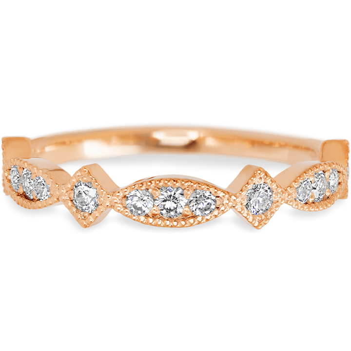 14K Rose Gold band with 4 Round, 3 Round and 6 Round White Lab Diamond having TCW-.23