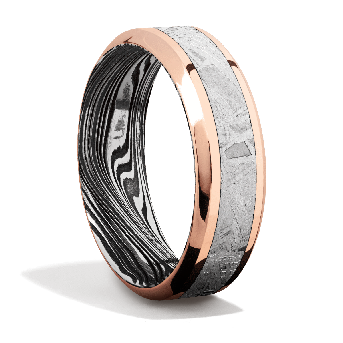 Meteorite shop damascus ring