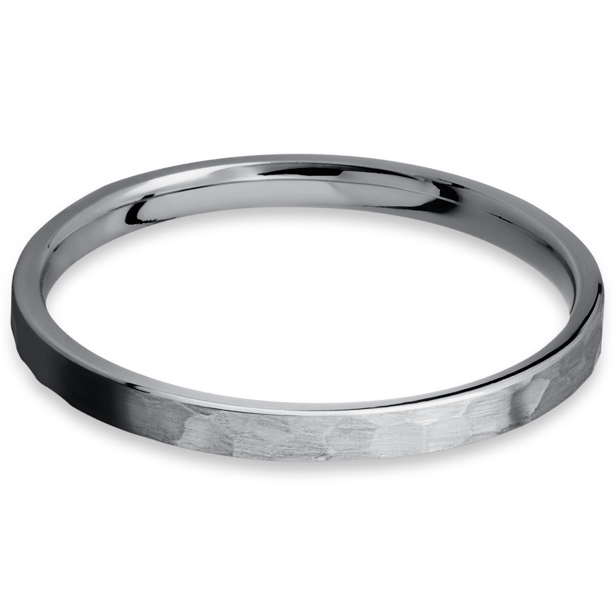 2mm wide flat tantalum women&#39;s wedding ring with hammer finish.