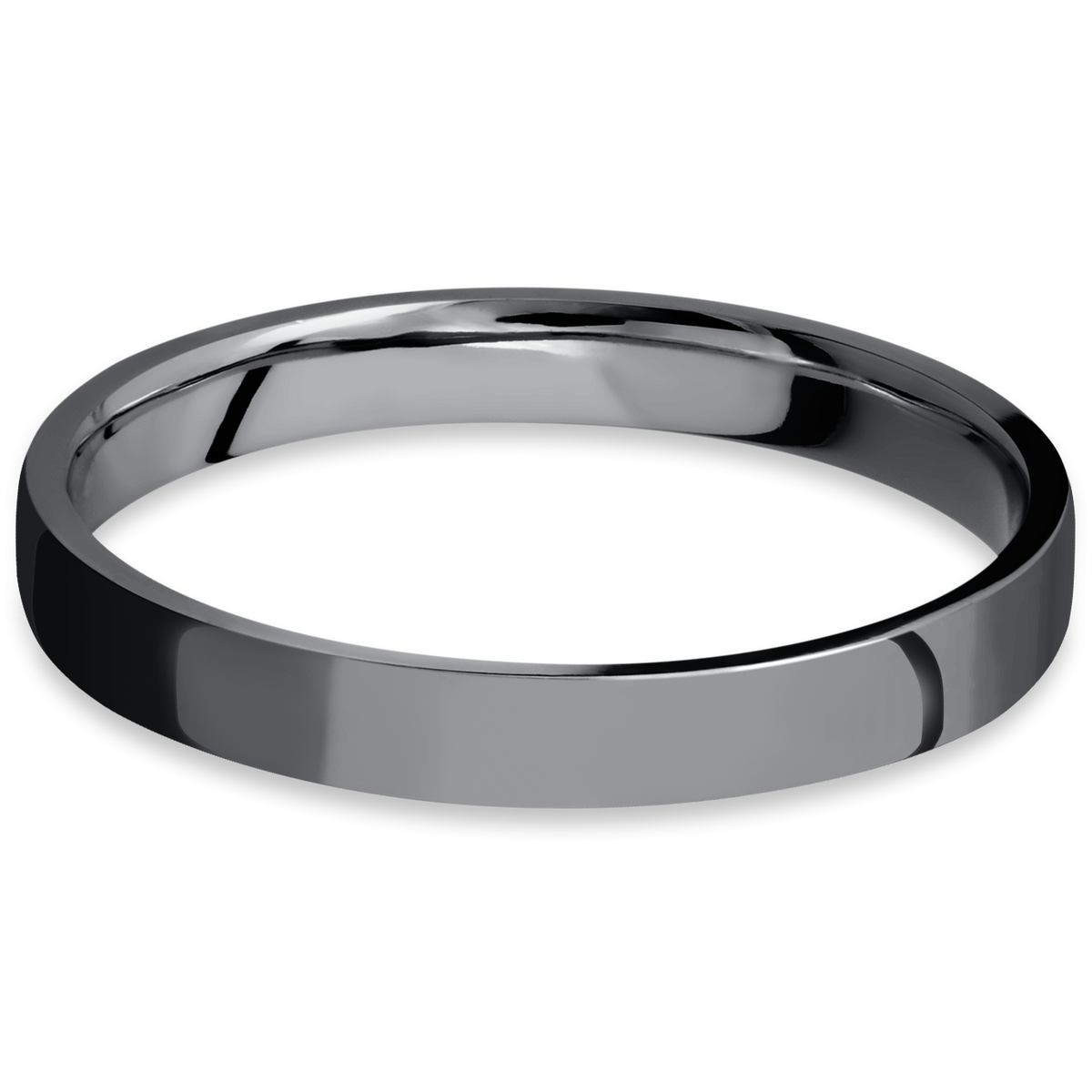 3mm wide flat tantalum women&#39;s wedding ring with polish finish.