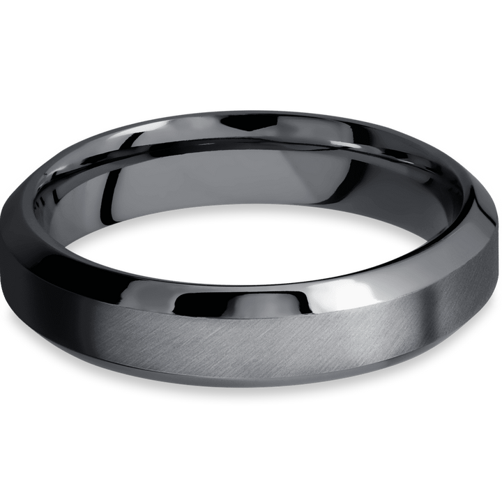 5mm wide high bevel tantalum women's engagement ring with angle satin finish.