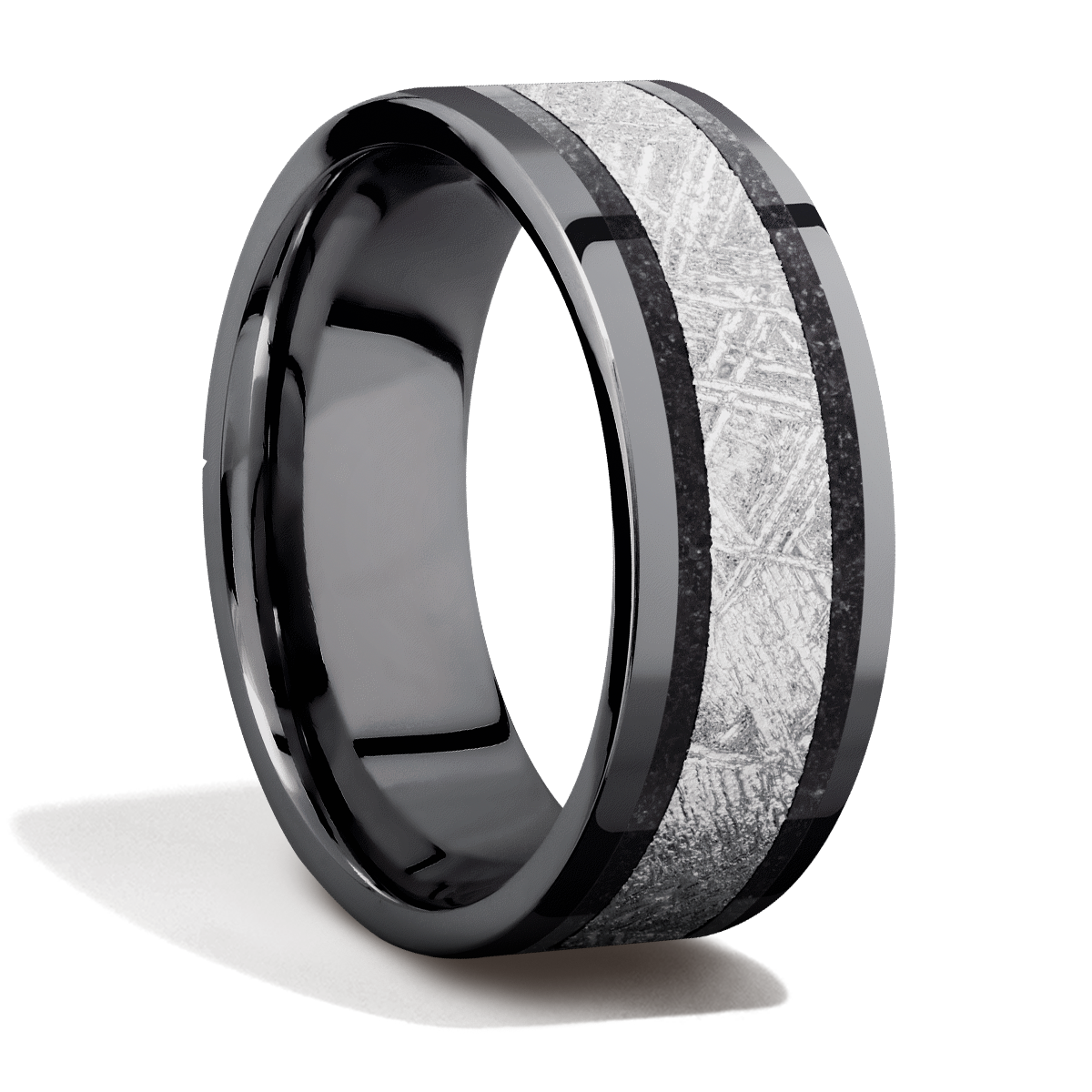 Handsome Tantalum Meteorite Mosaic Mens Wedding or Everyday