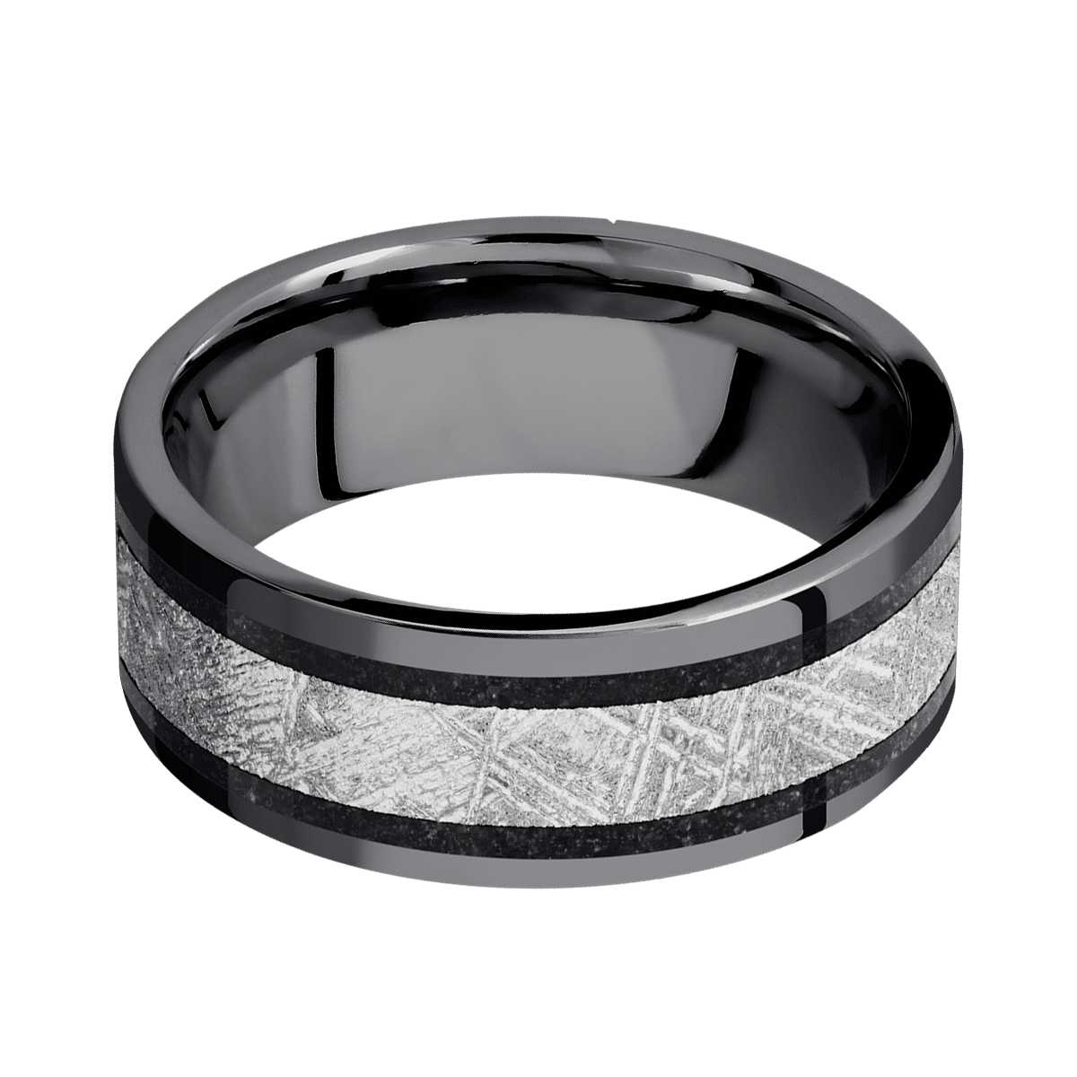 Handsome Tantalum Meteorite Mosaic Mens Wedding or Everyday