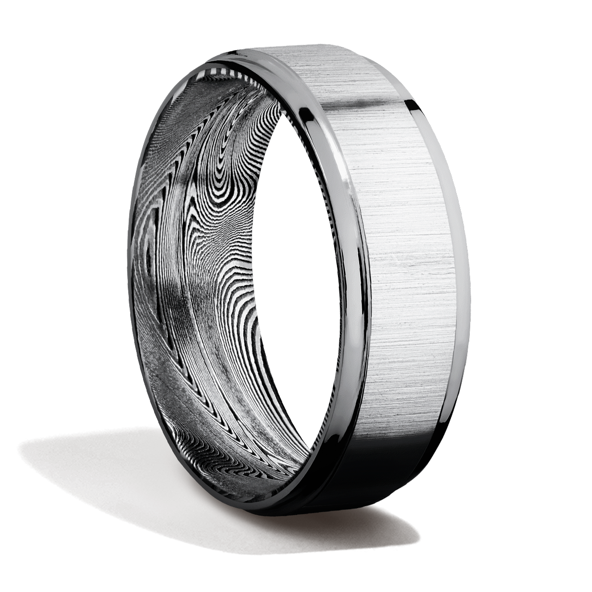 Tantalum + Damascus Steel + Cross Satin Finish