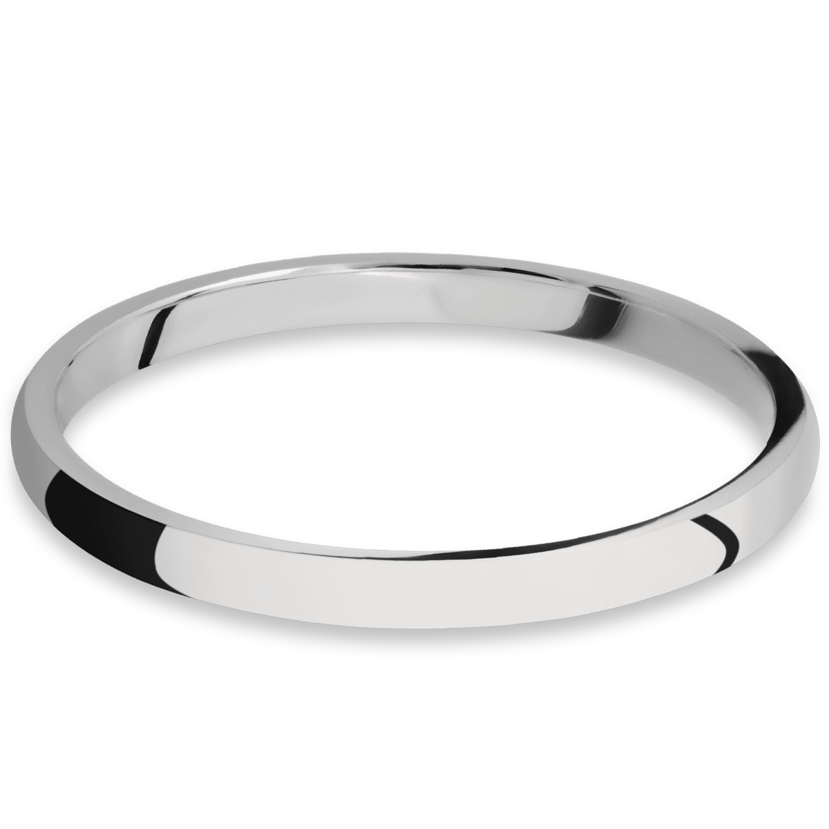 2mm wide domed titanium women&#39;s engagement ring with a polish finish.