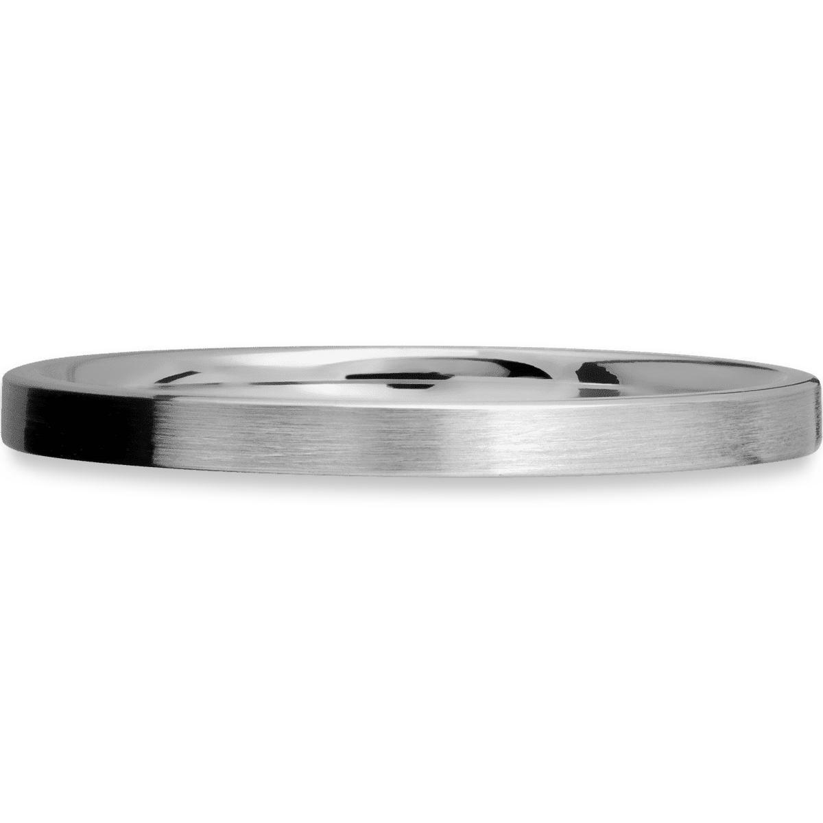 2mm wide flat titanium band with satin finish.