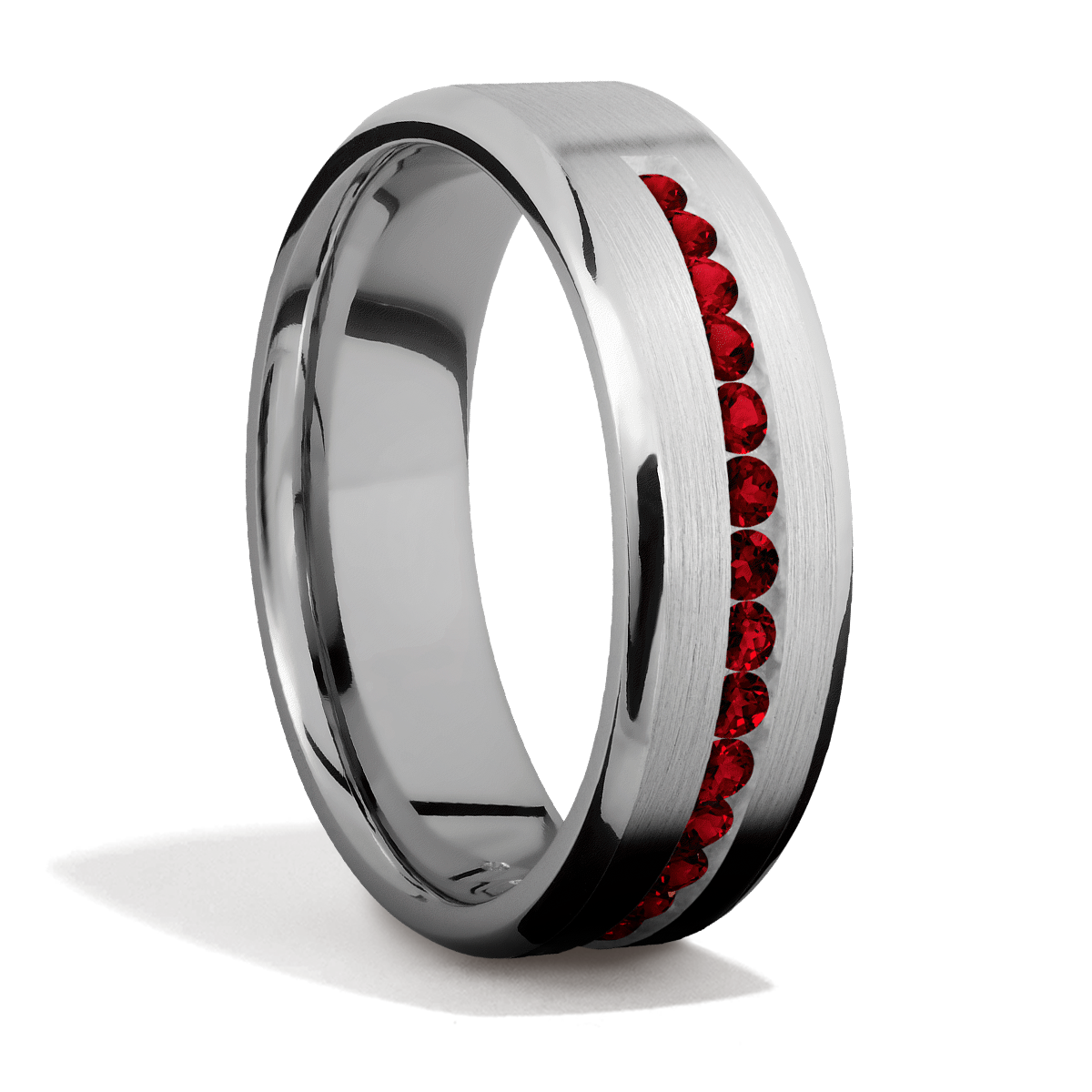Titanium + .03 Carat Rubies + Satin Finish