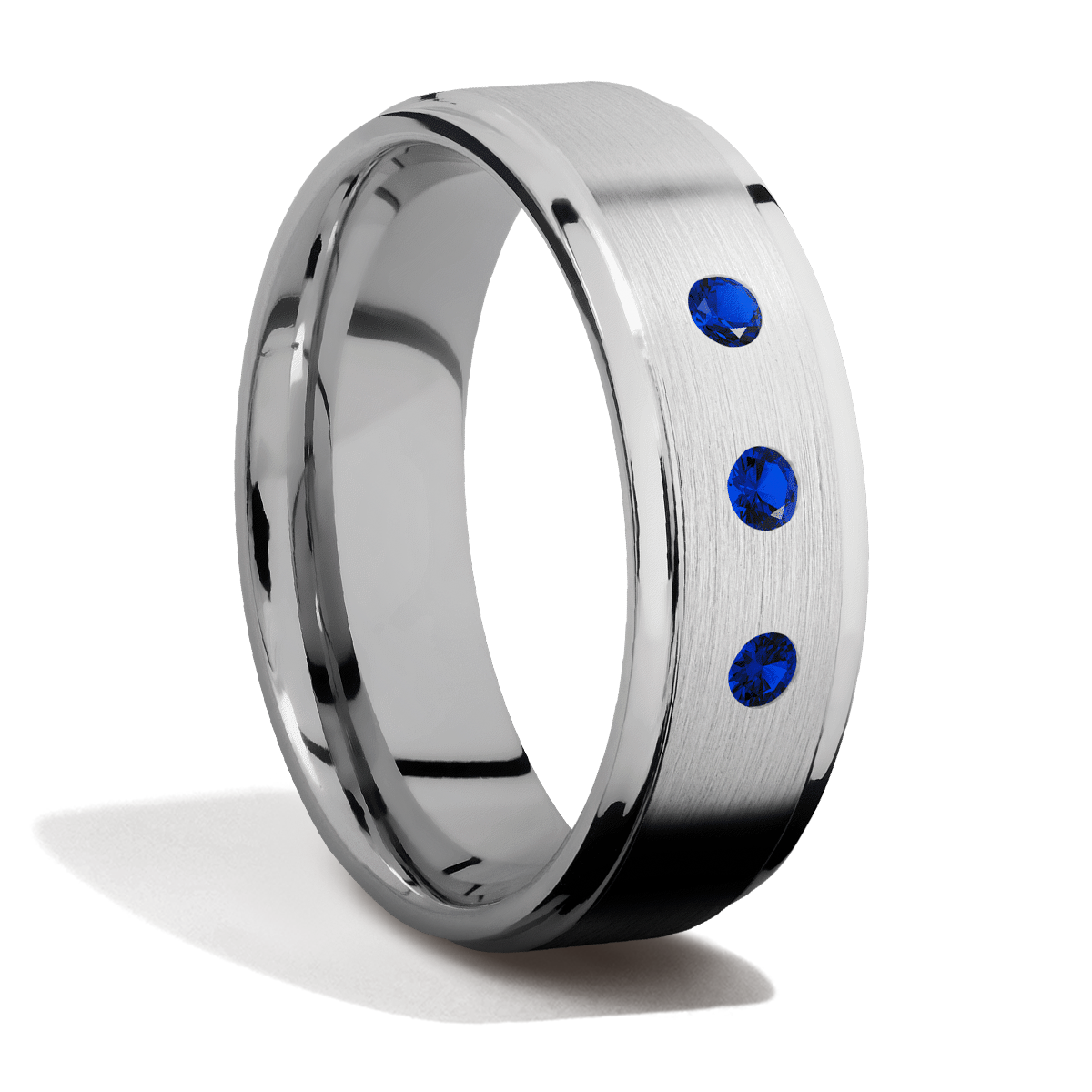 Titanium + .05 Carat Sapphires + Satin Finish