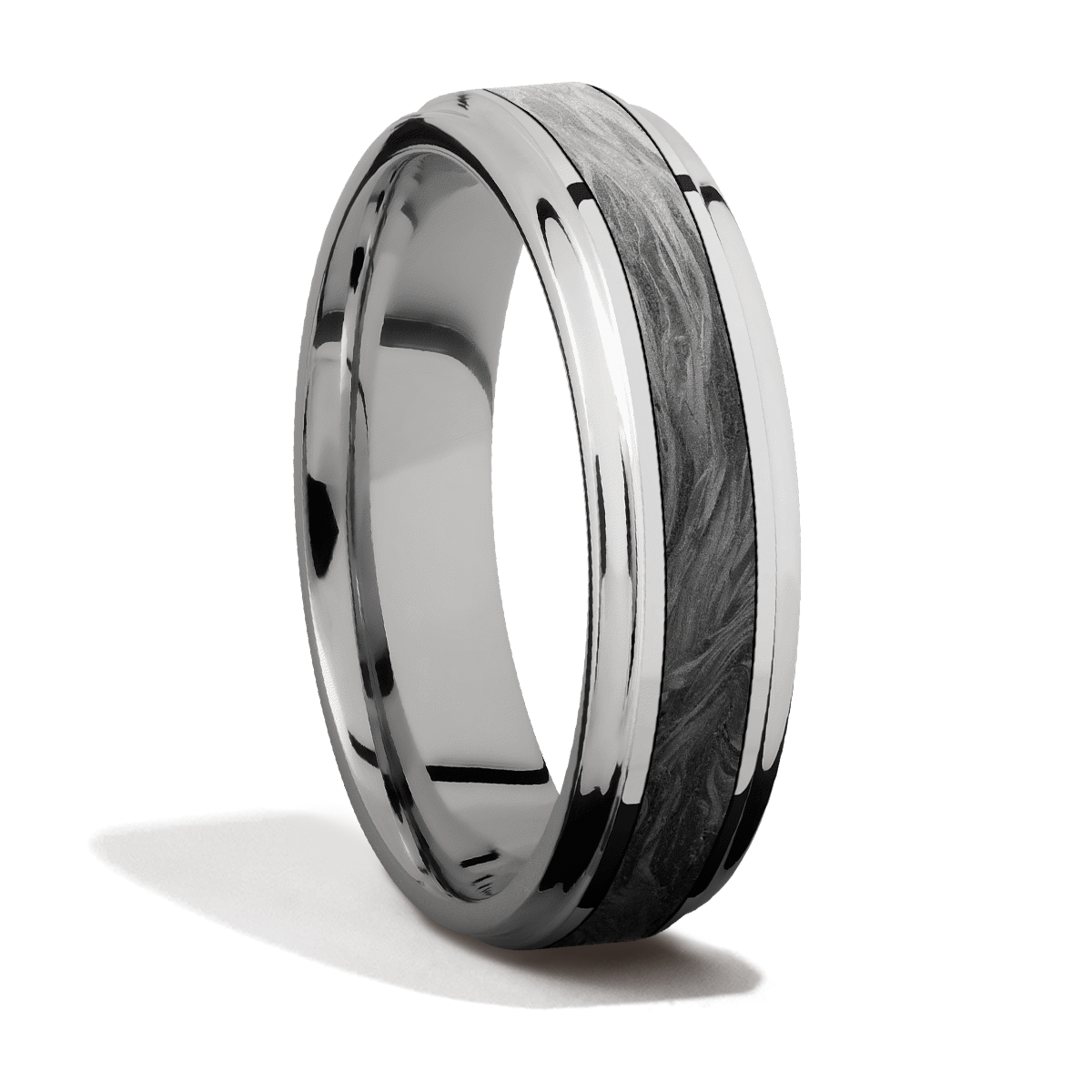 Titanium Graphite Ring Handsome Titanium + Forged Carbon Fiber Mens Wedding or Everyday Ring ...