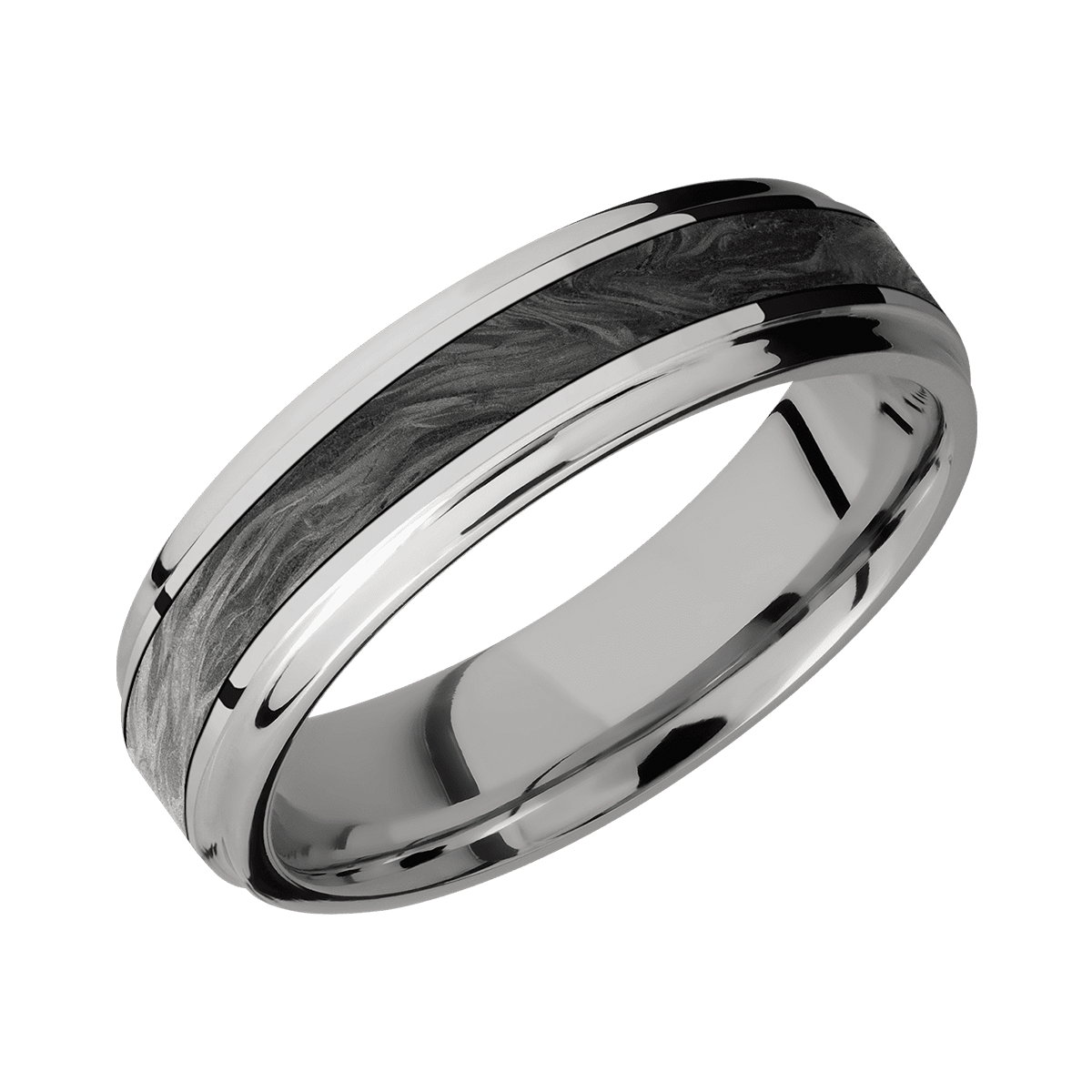 Titanium Graphite Ring Handsome Titanium + Forged Carbon Fiber Mens Wedding or Everyday Ring ...