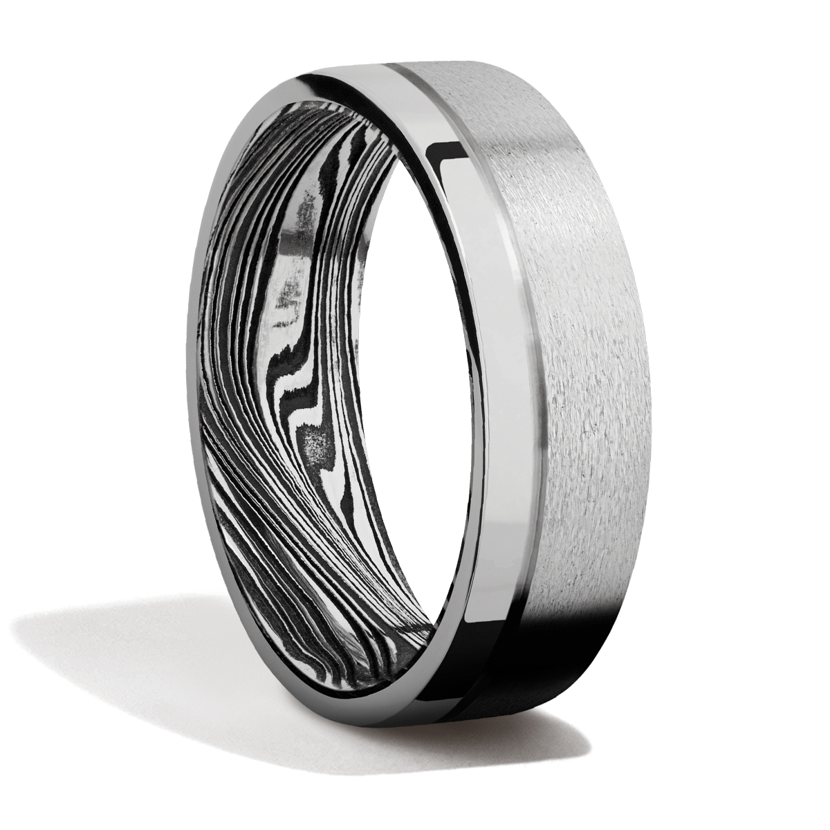 Handsome Titanium Damascus Steel Stone Finish Mens Wedding or