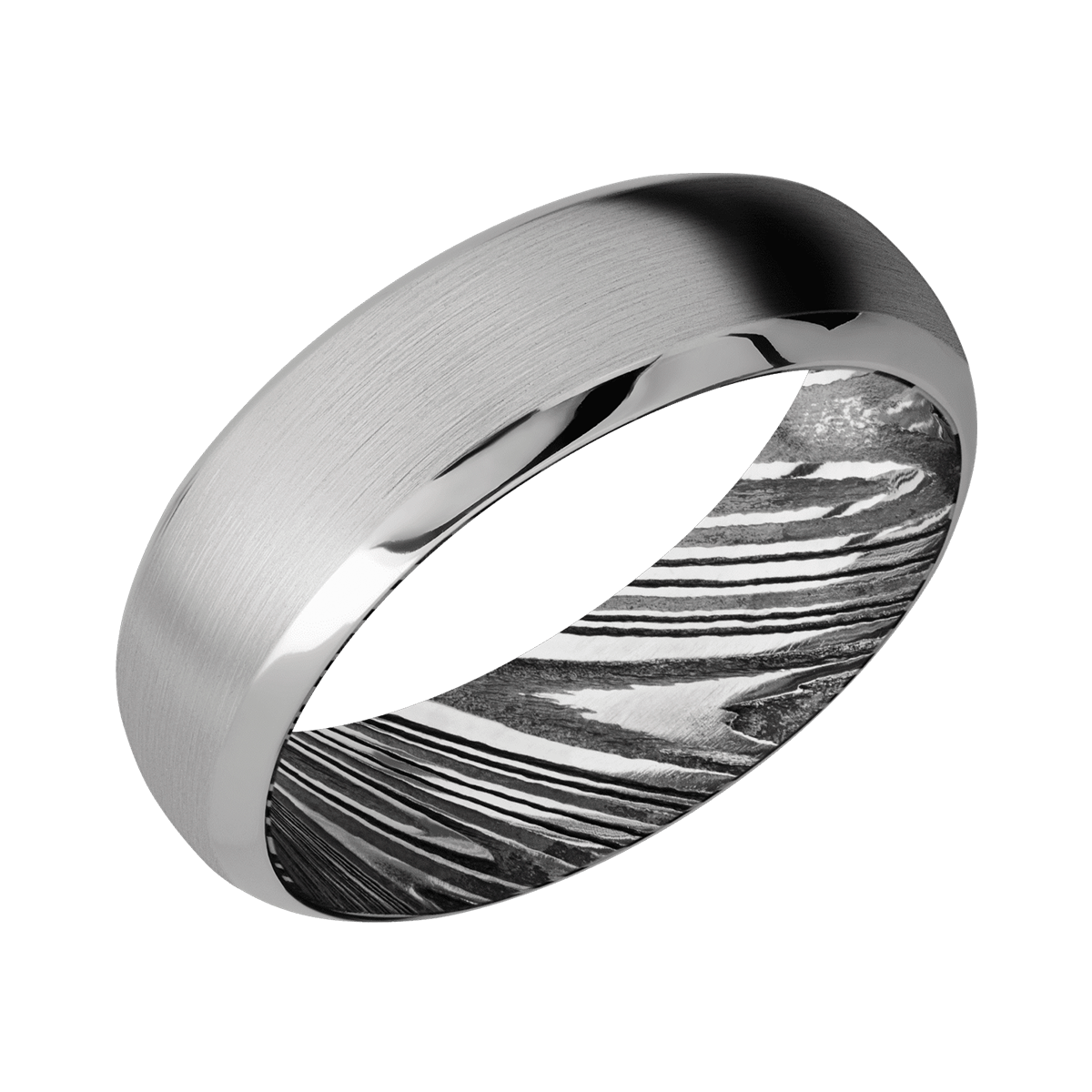 Handsome Titanium + Damascus Steel + Satin Finish Mens Wedding or ...