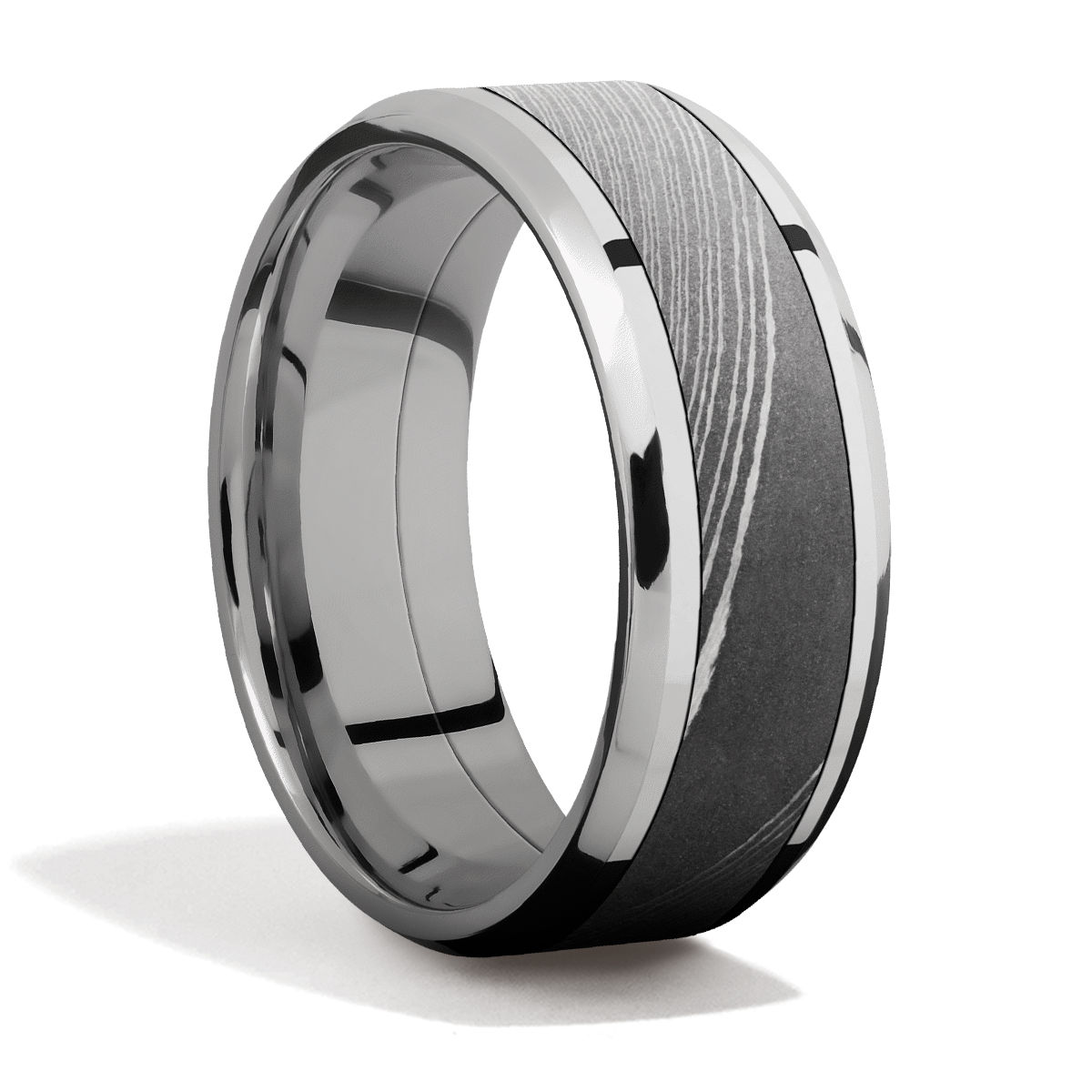 Titanium + Damascus Steel + Polish Finish