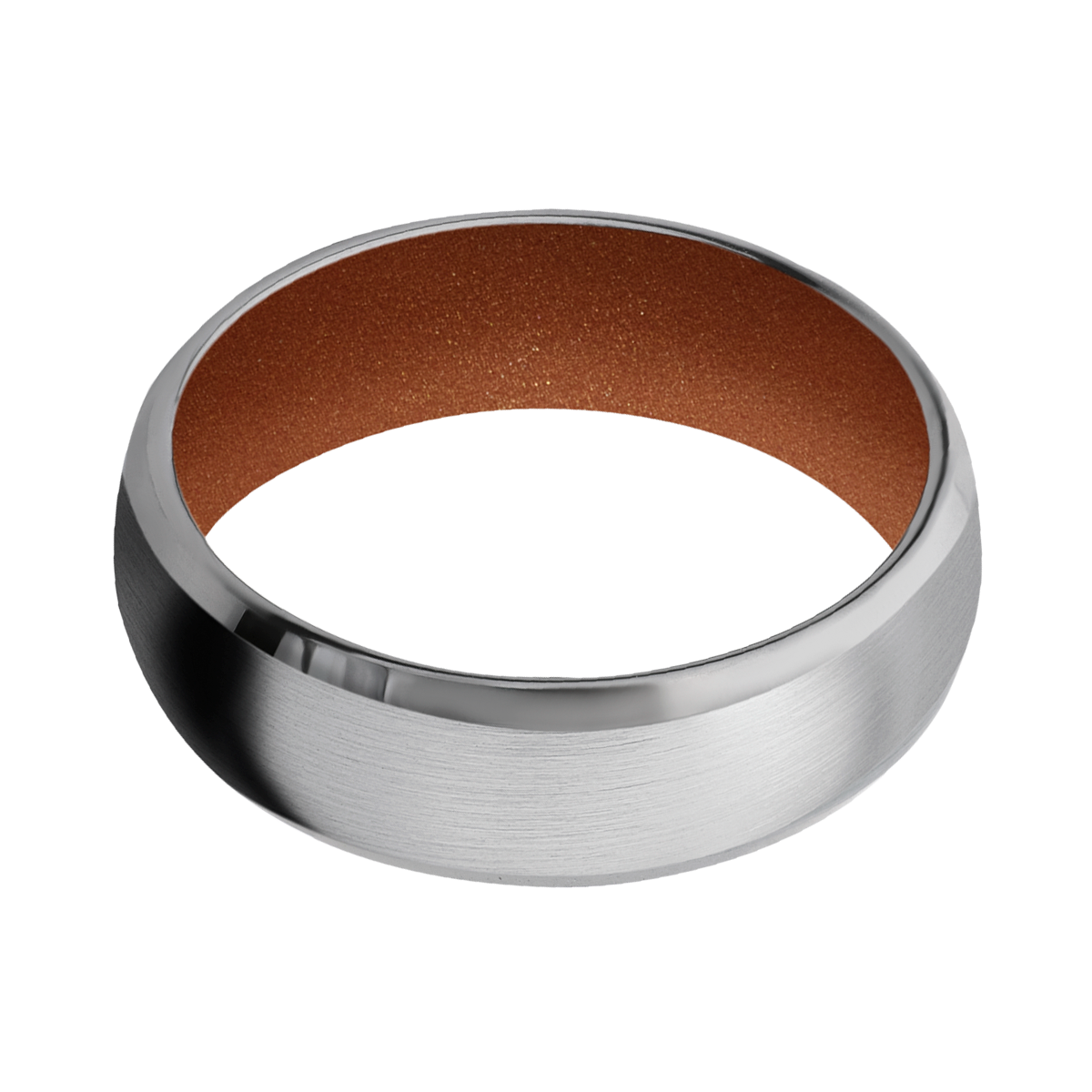 7 mm wide Domed Bevel Tungsten band with custom cerakote sleeve.