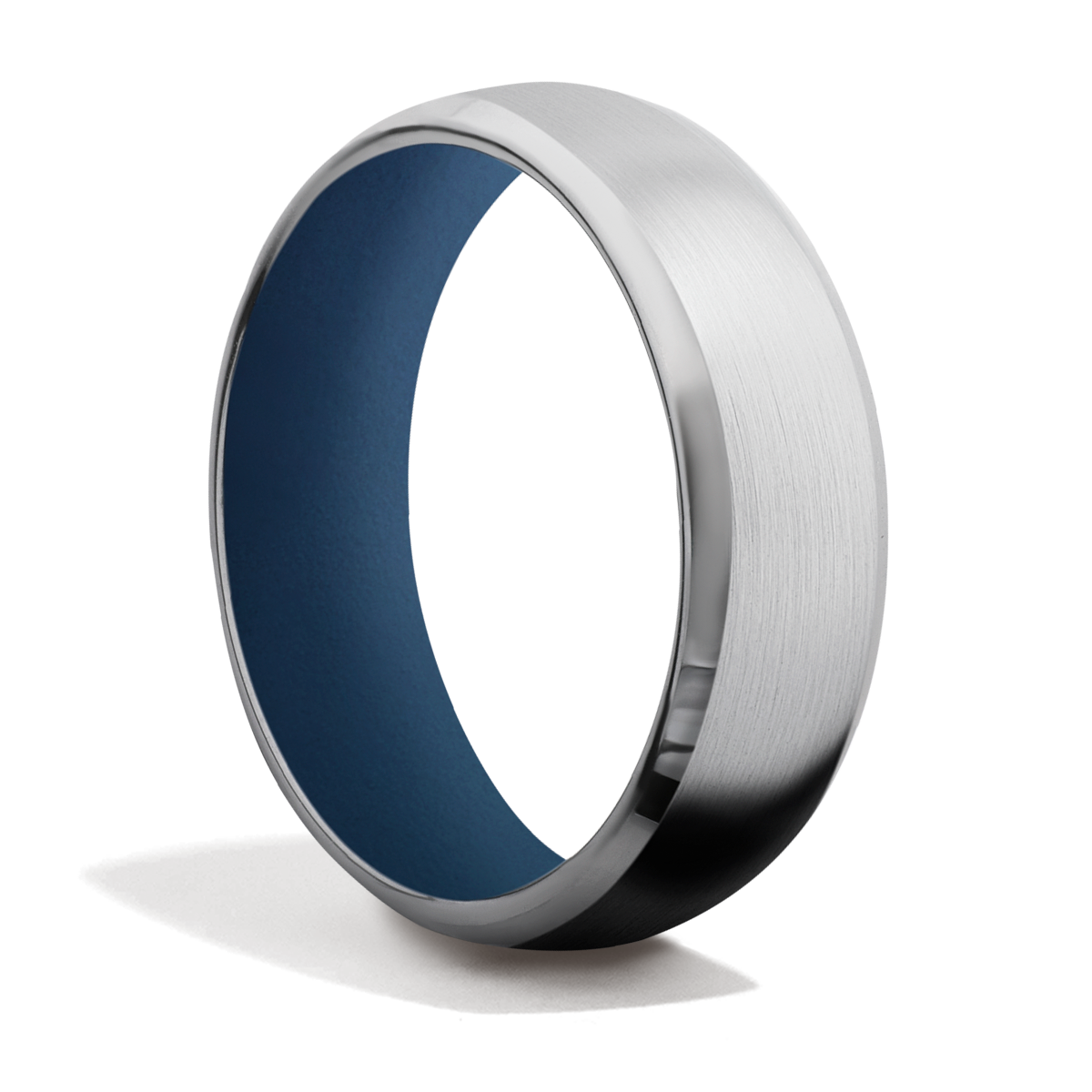 7 mm wide Domed Bevel Tungsten band with custom cerakote sleeve.