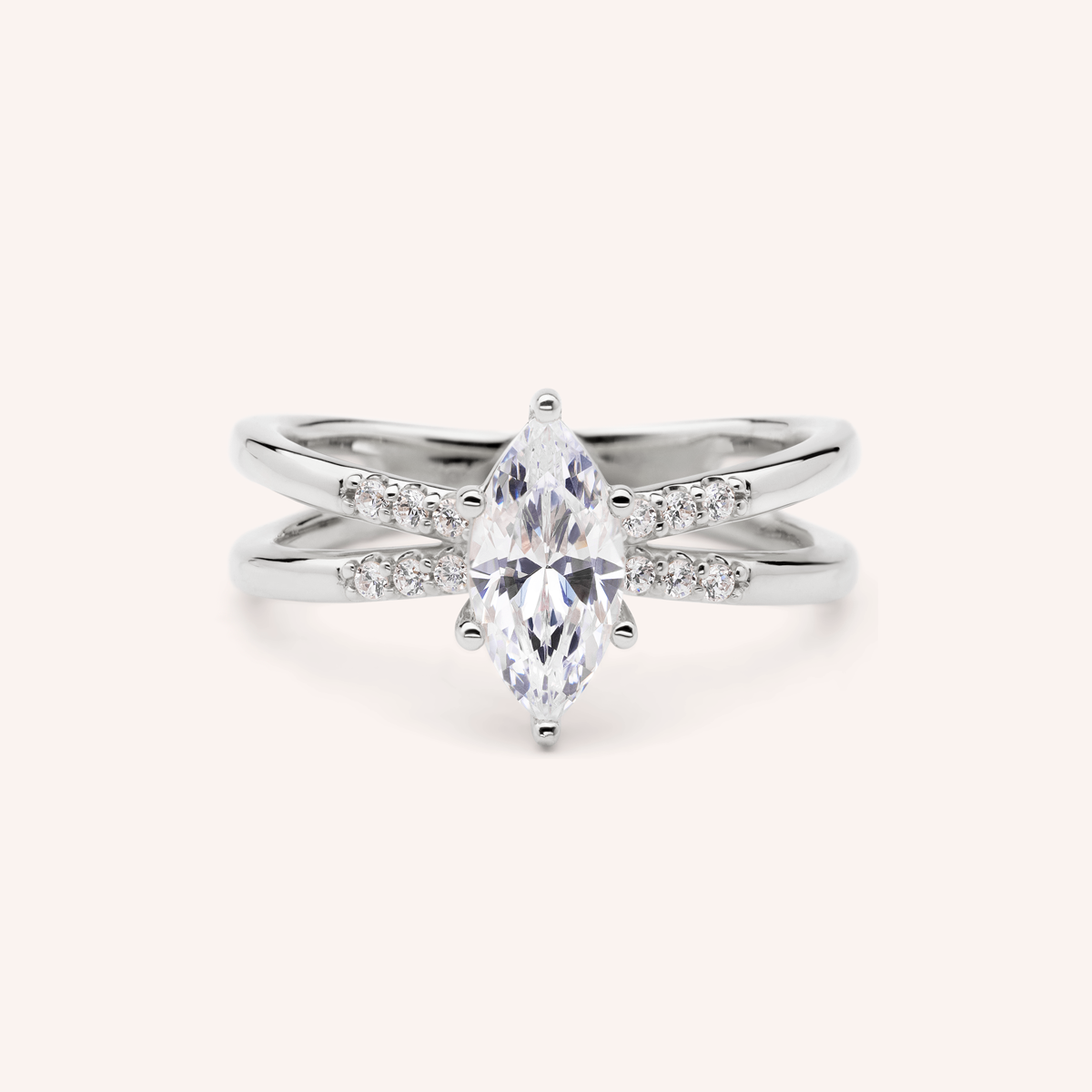 Marquise Engagement + White Diamonds