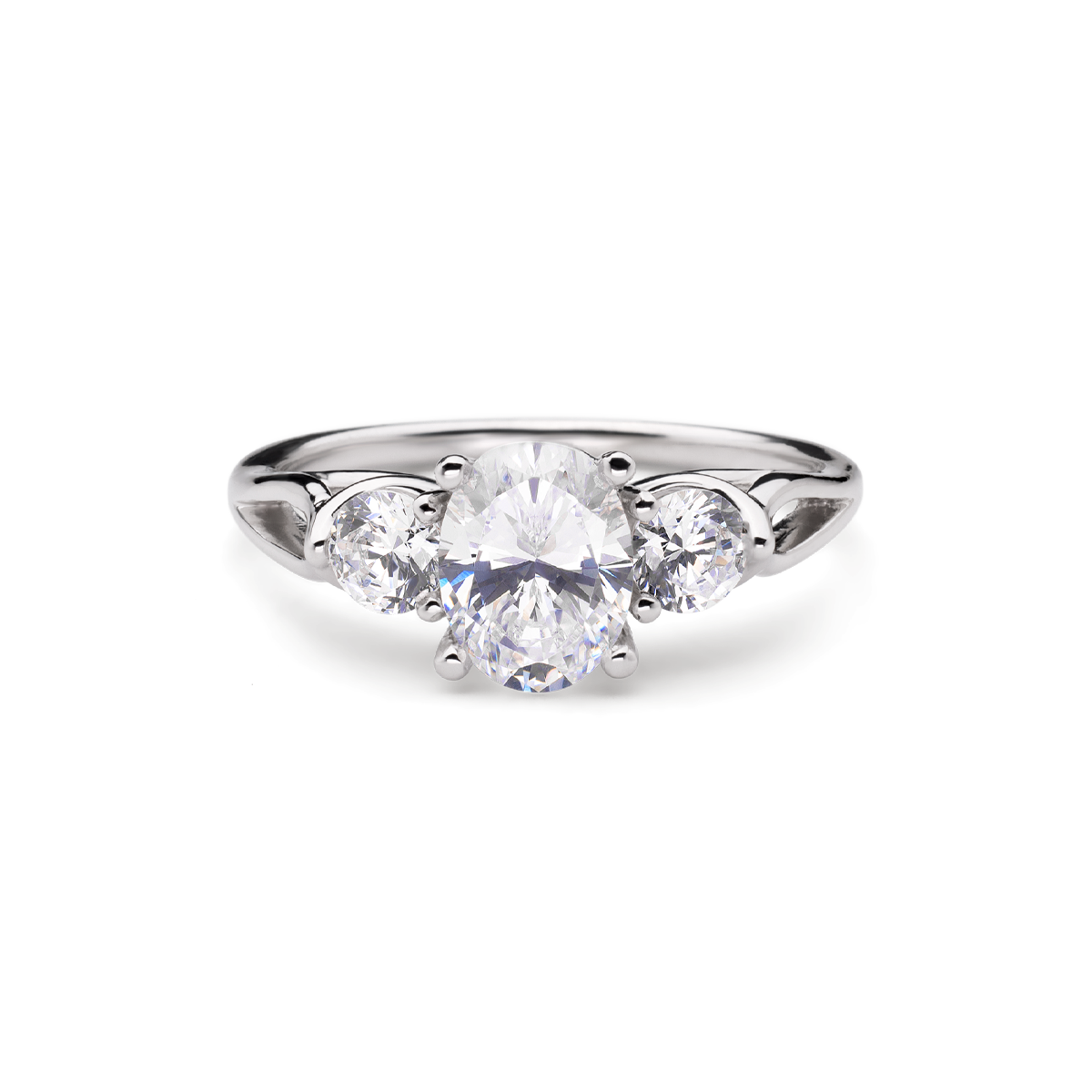 Three Stone Oval Engagement + White Diamonds