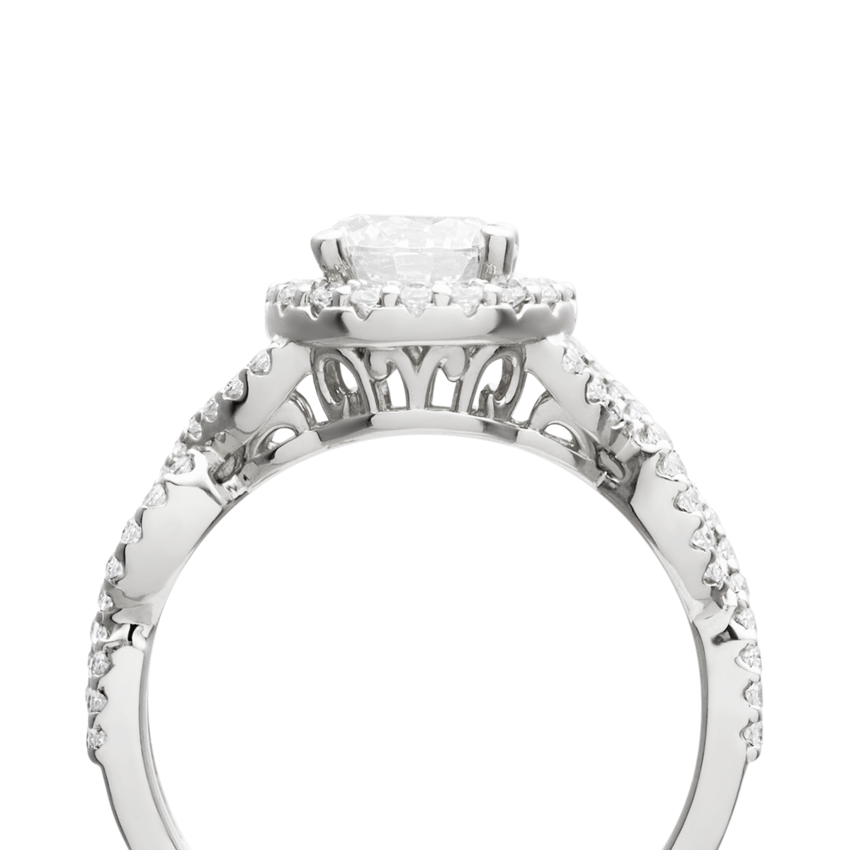 Round Halo Infinity Engagement + White Diamonds