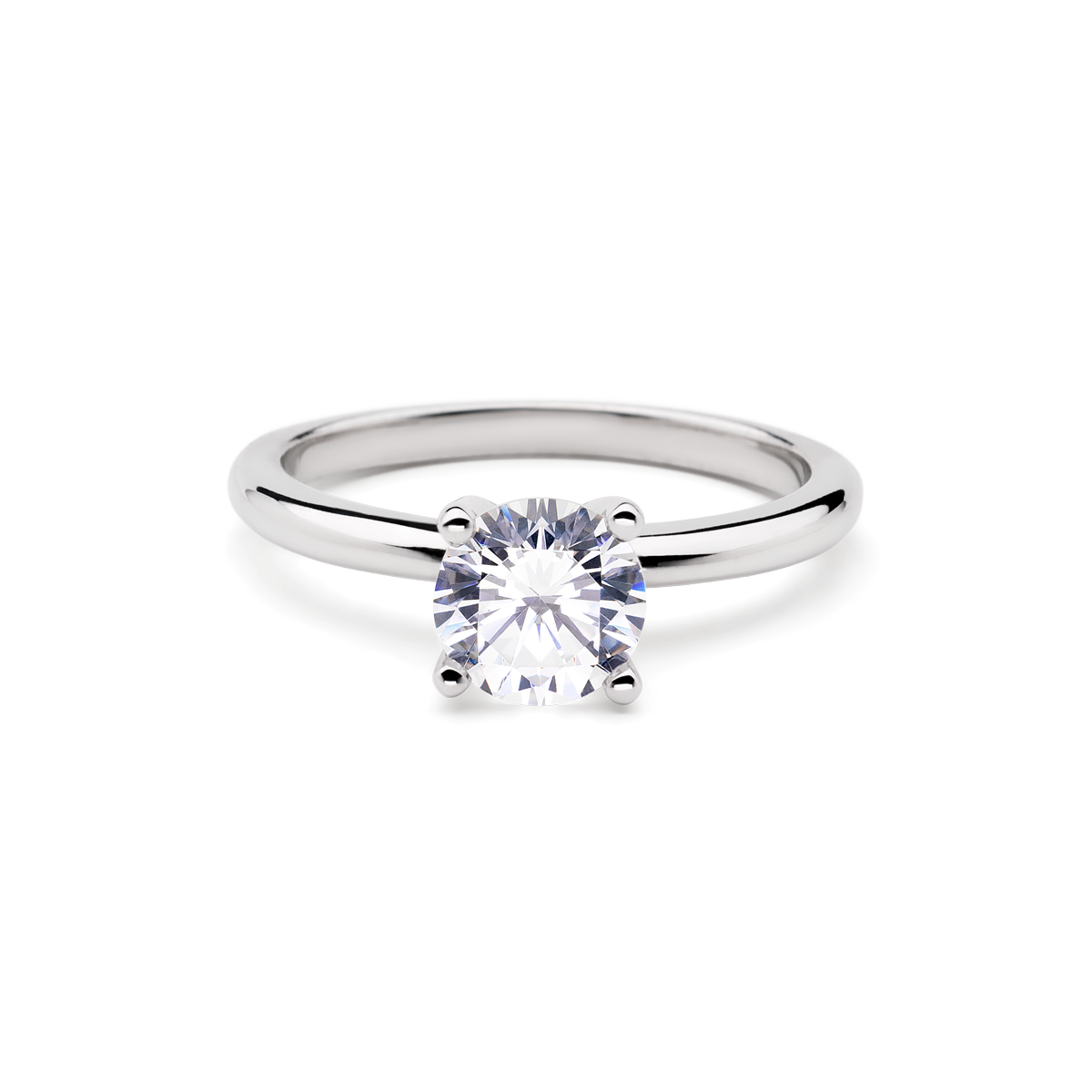 Round Solitaire Engagement + White Diamonds