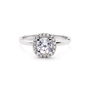Round Halo Engagement + White Diamonds