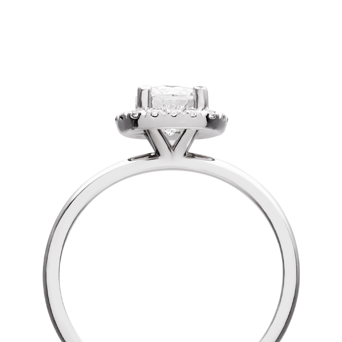 Round Halo Engagement + White Diamonds