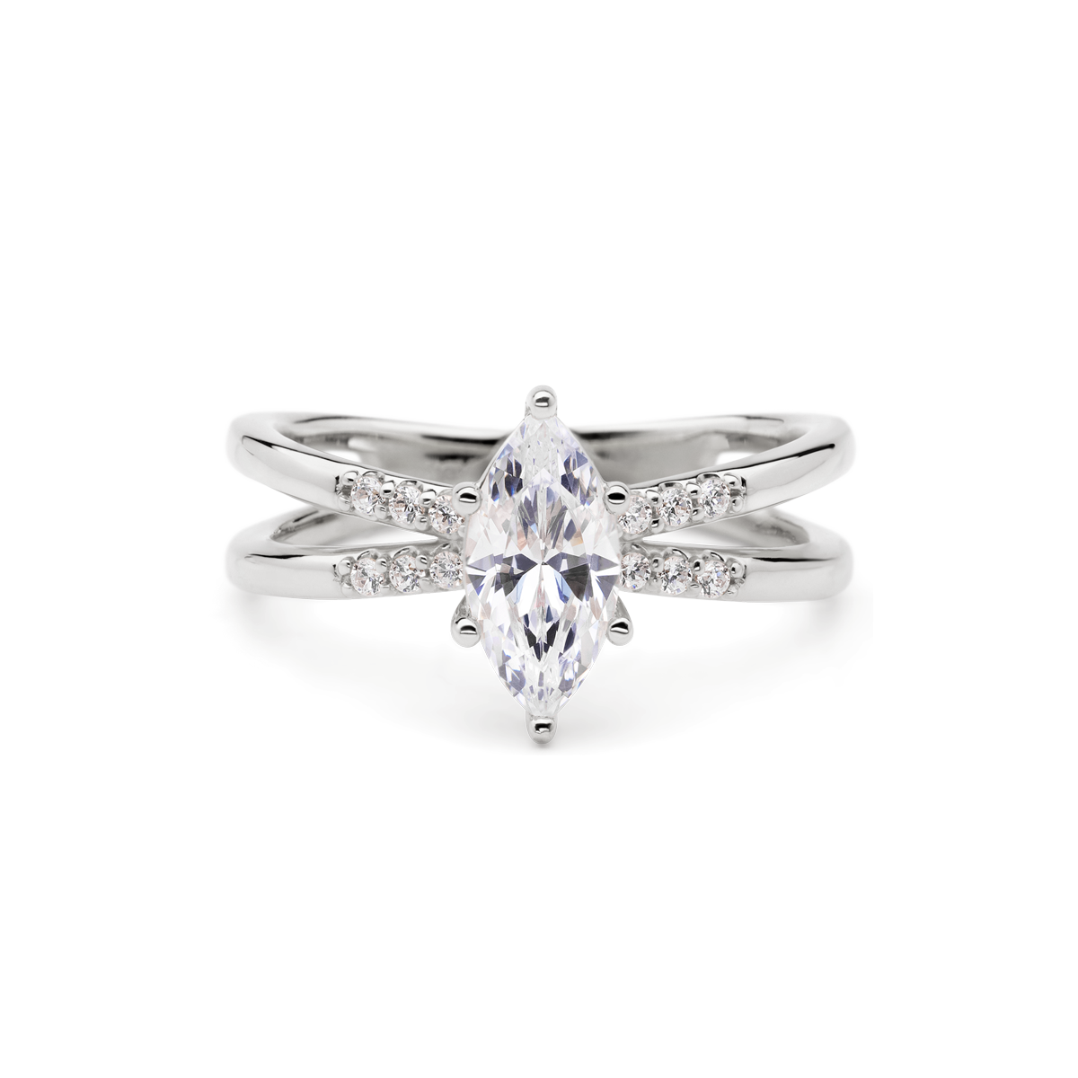 Marquise Engagement + White Diamonds