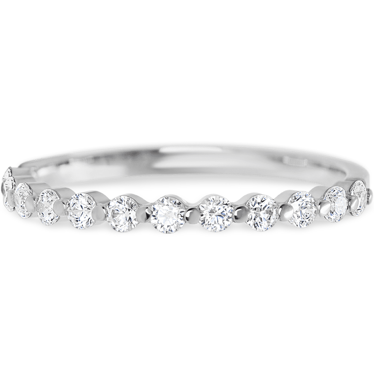 Delicate 14k White Gold + White Diamonds Womens Wedding or Everyday Ring