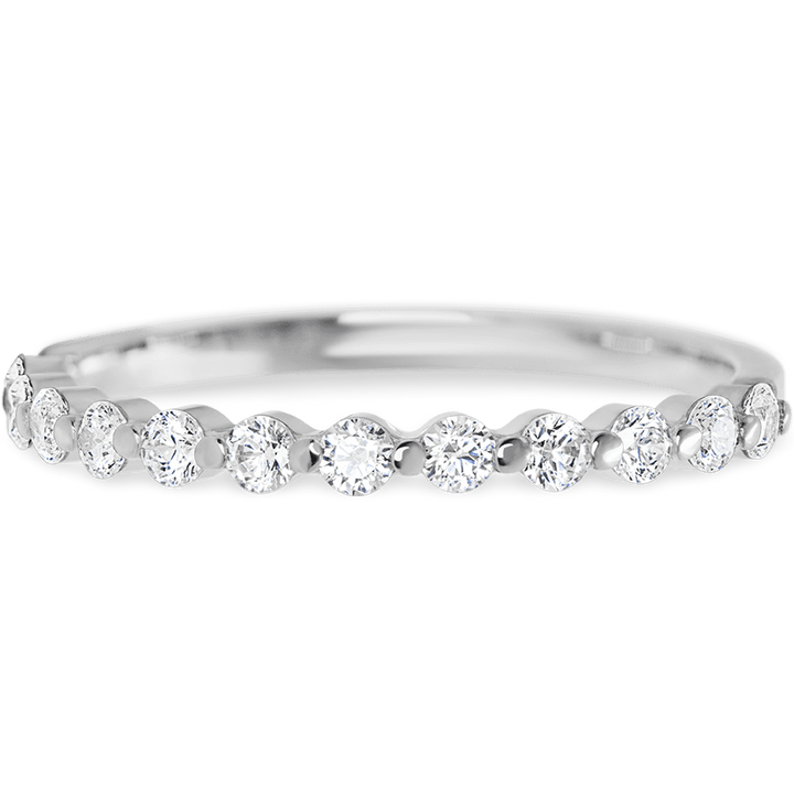 Delicate 14k White Gold + White Diamonds Womens Wedding or Everyday Ring