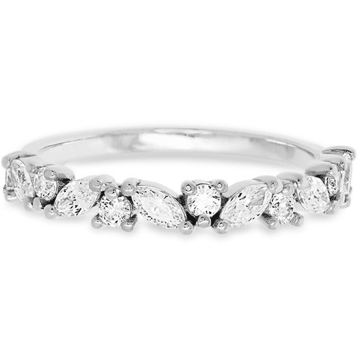Floral Marquise 14k White Gold + White Diamonds Womens Wedding or Everyday Ring