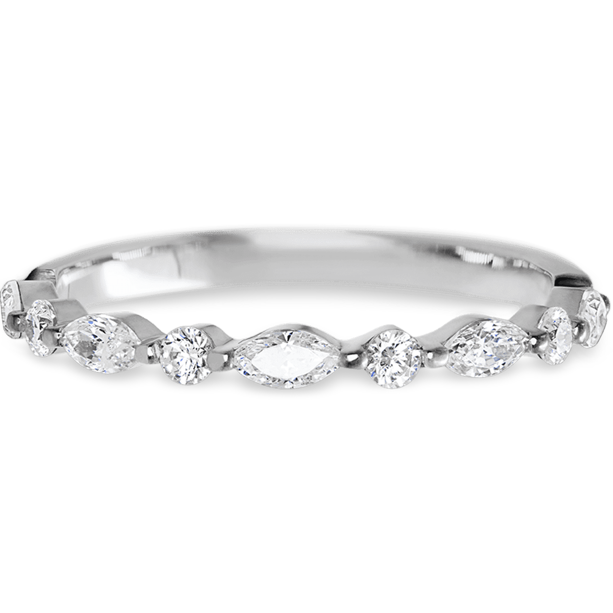 Elegant Marquise 14k White Gold + White Diamonds Womens Wedding or Everyday Ring