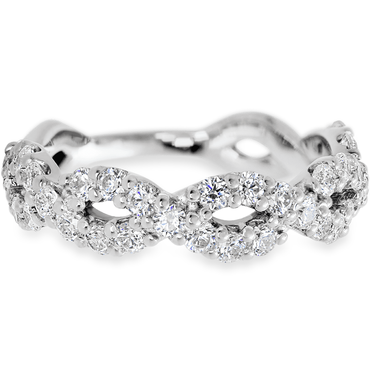 Braided 14k White Gold + White Diamonds Womens Wedding or Everyday Ring
