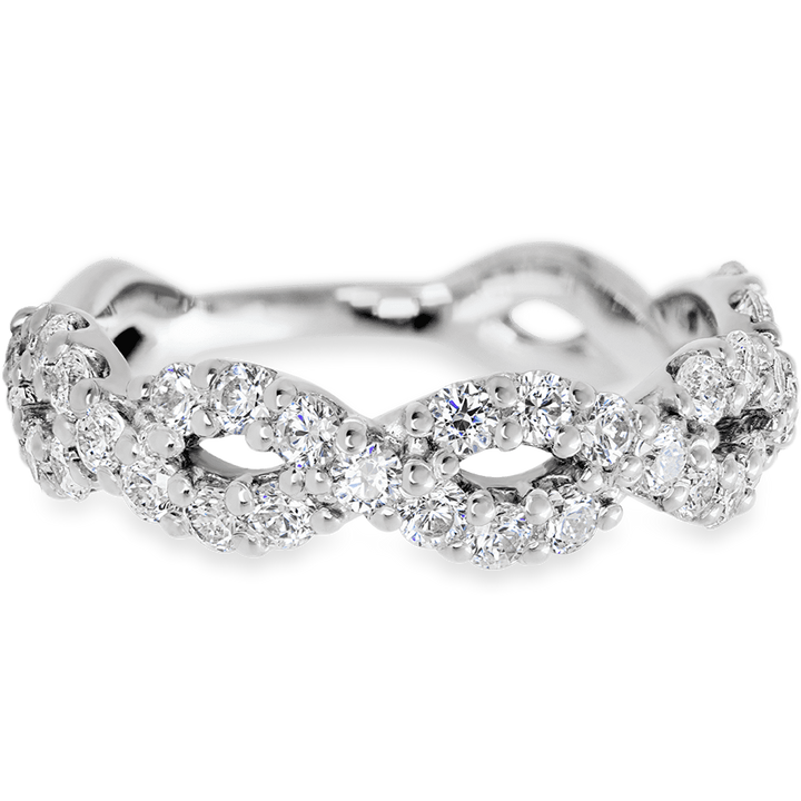 Braided 14k White Gold + White Diamonds Womens Wedding or Everyday Ring