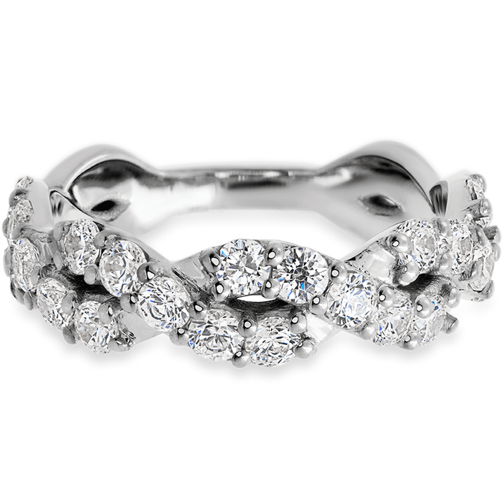 Braided 14k White Gold + White Diamonds Womens Wedding or Everyday Ring