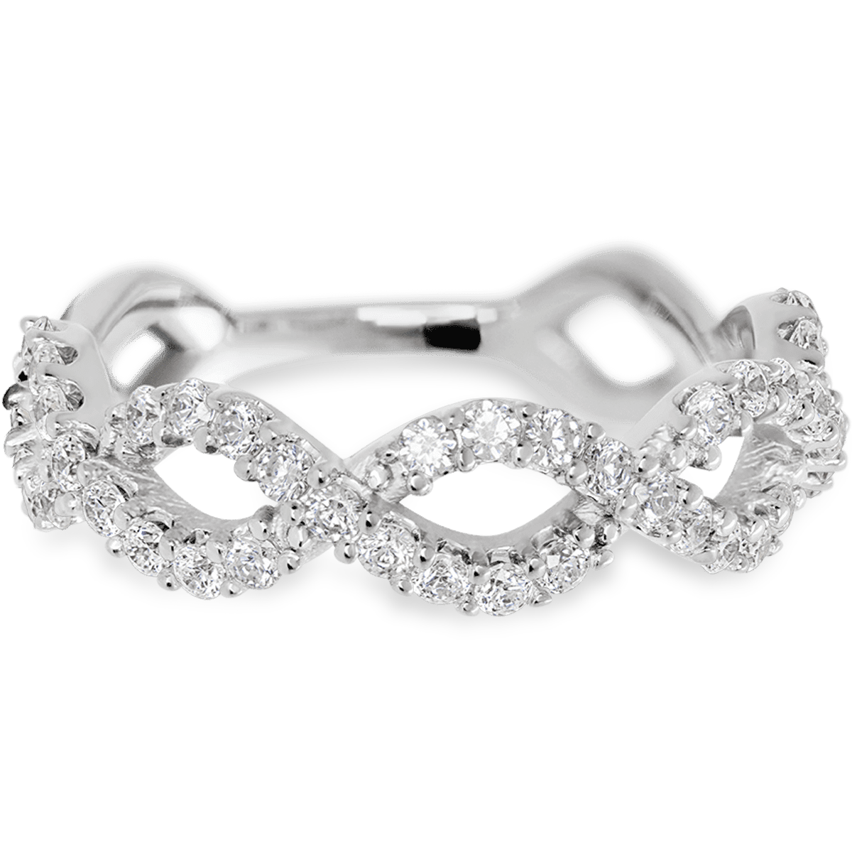 Weaved 14k White Gold + White Diamonds