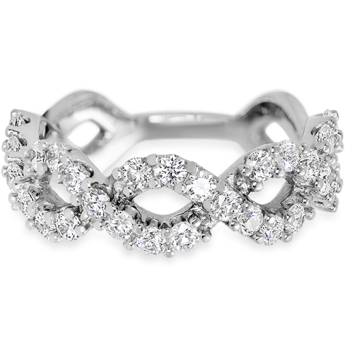 Weaved 14k White Gold + White Diamonds