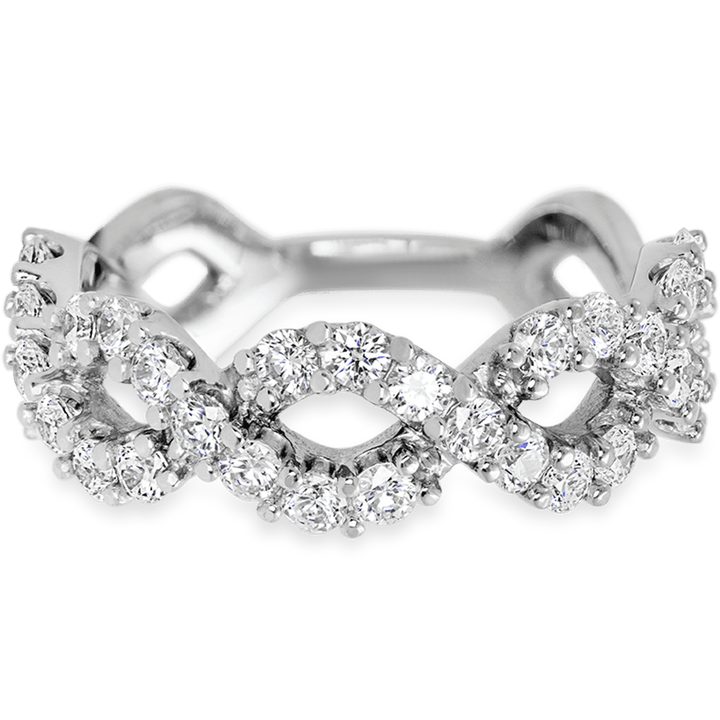 Weaved 14k White Gold + White Diamonds Womens Wedding or Everyday Ring