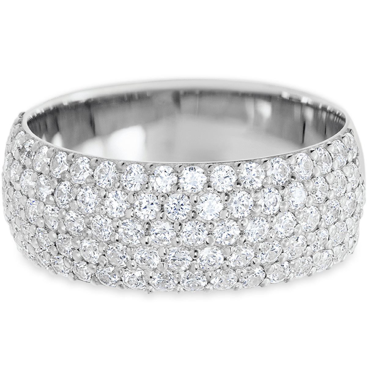 Dramatic 14k White Gold + White Diamonds Womens Wedding or Everyday Ring
