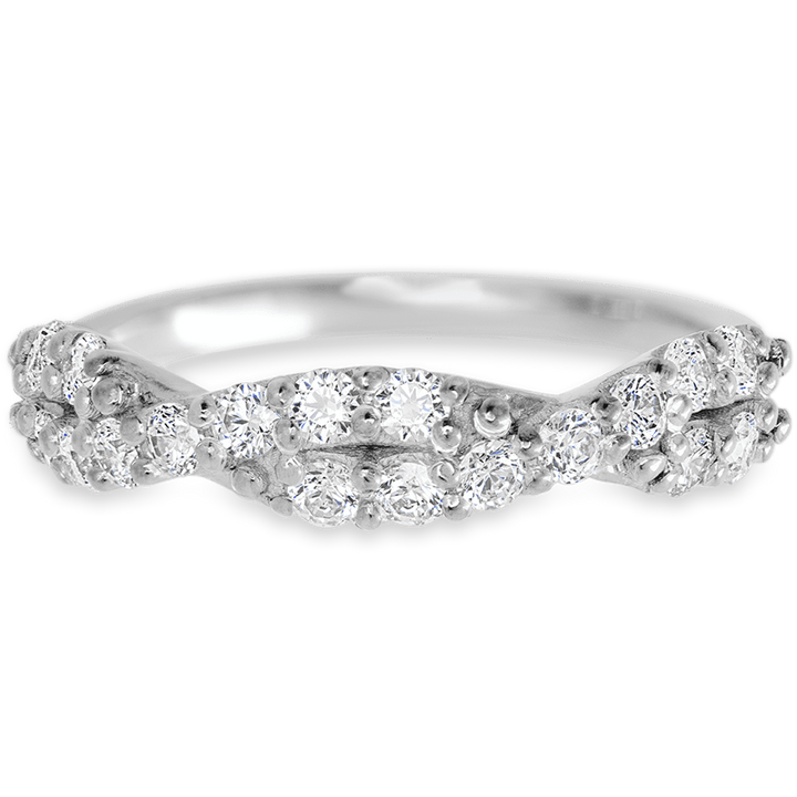 Knotted 14k White Gold + White Diamonds Womens Wedding or Everyday Ring