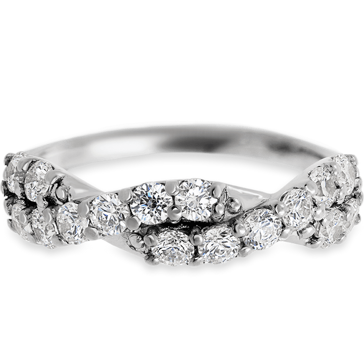 Knotted 14k White Gold + White Diamonds Womens Wedding or Everyday Ring