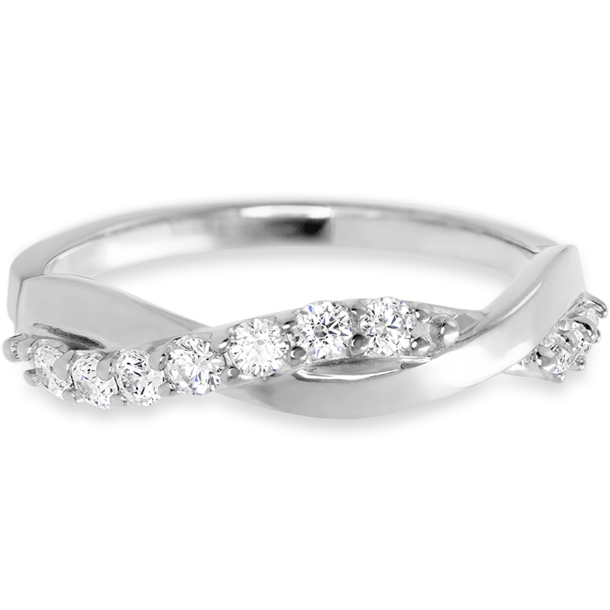 Weaved 14k White Gold + White Diamonds