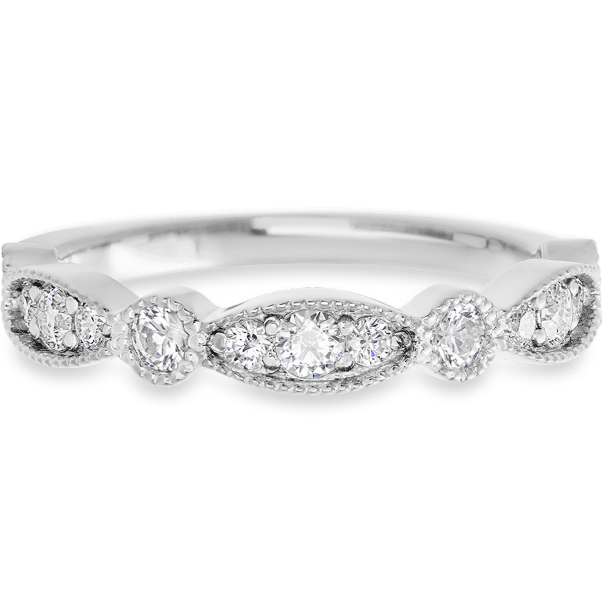 Vintage 14k White Gold + White Diamonds Womens Wedding or Everyday Ring