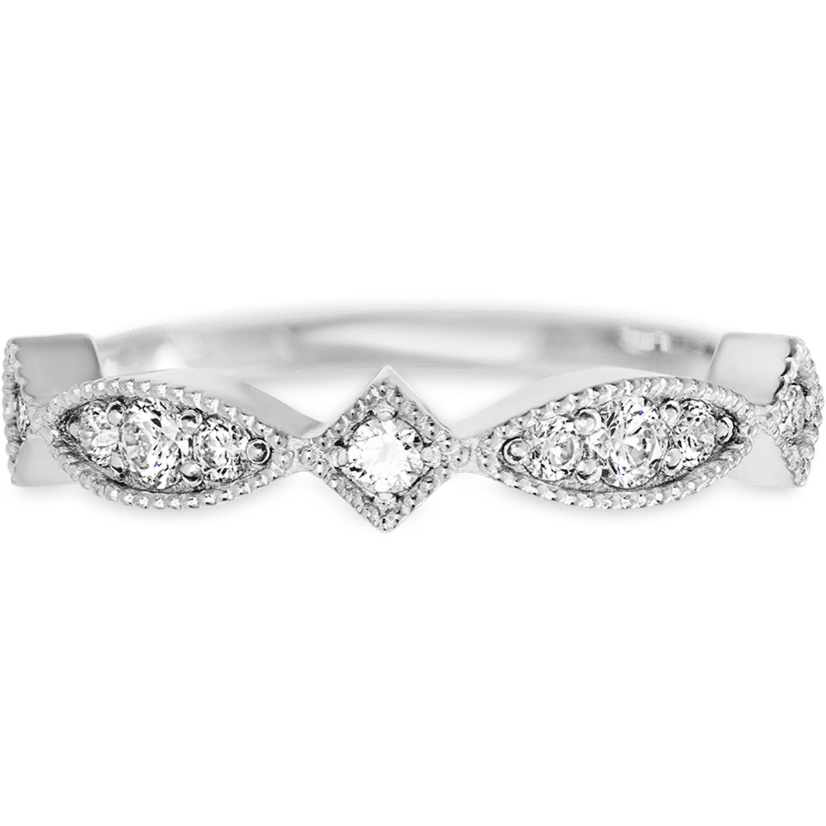 Ethereal 14k White Gold + White Diamonds Womens Wedding or Everyday Ring