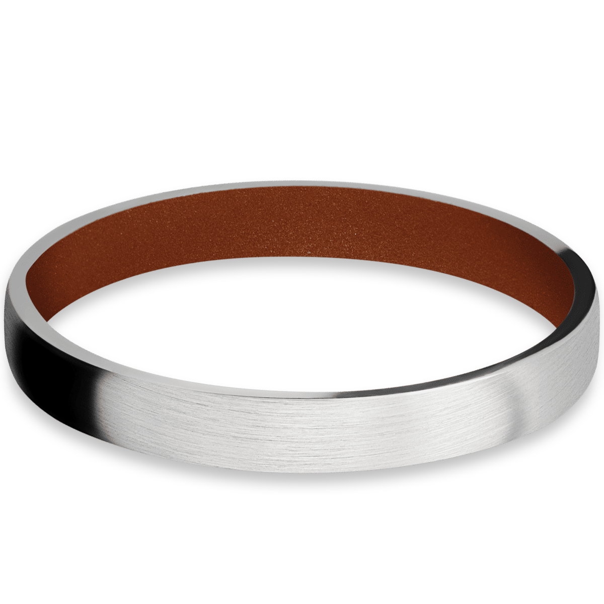 White Gold + Copper Suede Cerakote + Satin Finish Womens Wedding or Everyday Ring